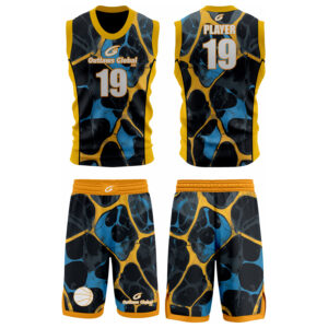100% Micro Polyester Interlock Custom Design Sublimated Basketball Uniform – Roun Neck Team Uniform