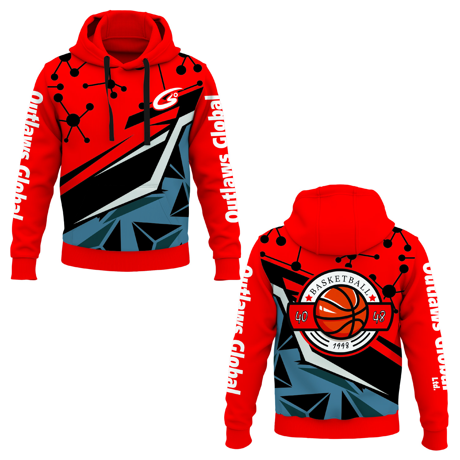 Outlaws Global Ltd. Basketball Pullover Hoodies.