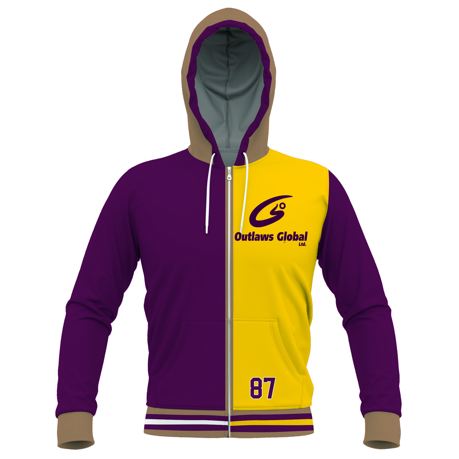 French Terry Basket Ball Zipper Hoodies - Basketball Zipper Hoodies Manufacturer - Image 2