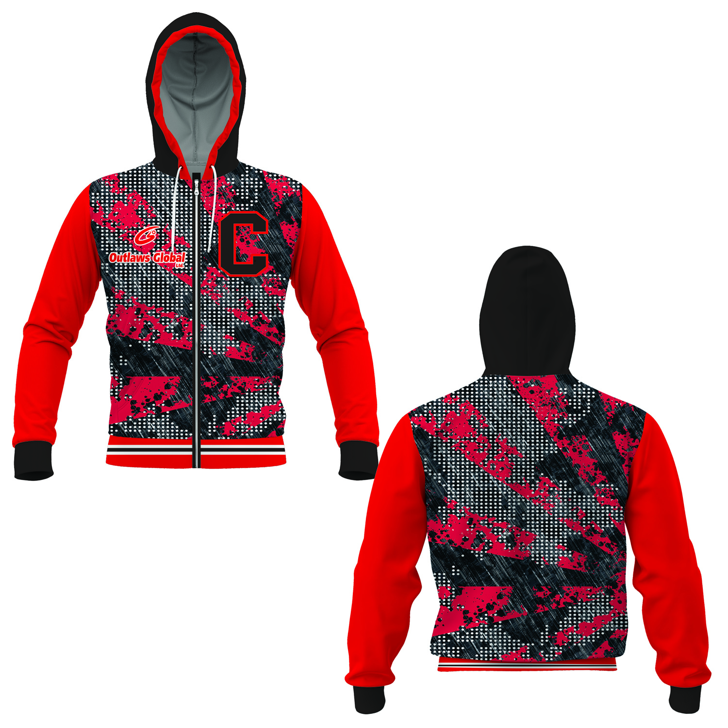 Outlaws Global Ltd. Basketball Zipper Hoodies.
