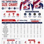 Soccer Zipper Hoodies Size Chart