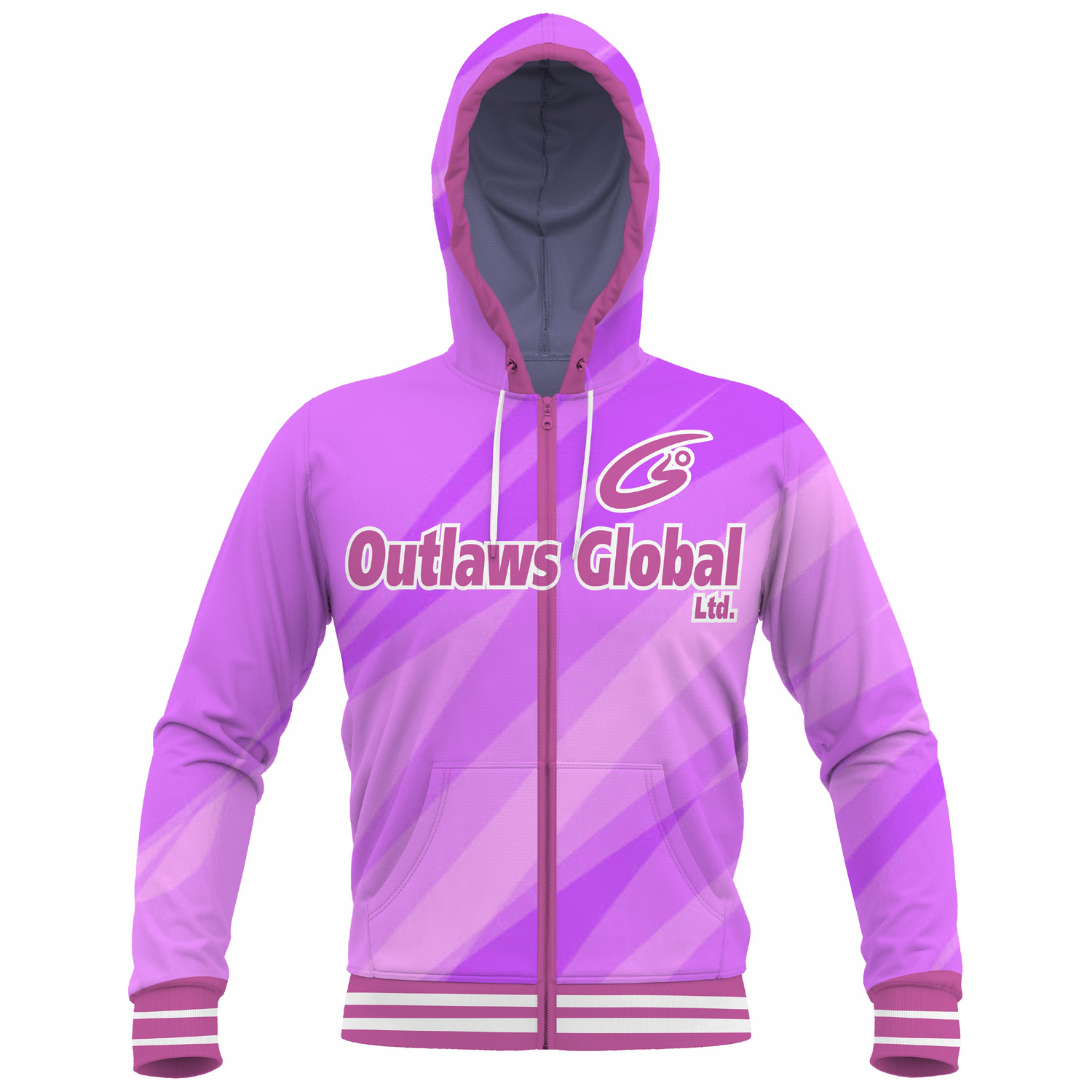 Embroidered football zip hoodie logo outlaws global ltd