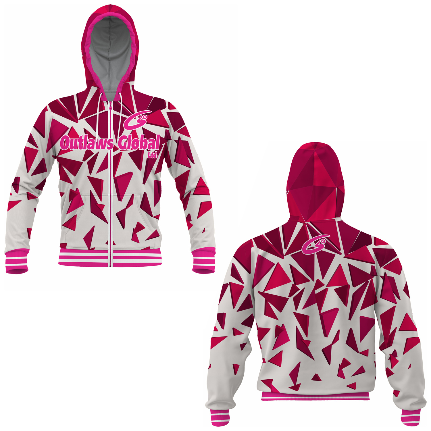 Youth Football Zip Hoodie Sublimated Outlaws Global ltd