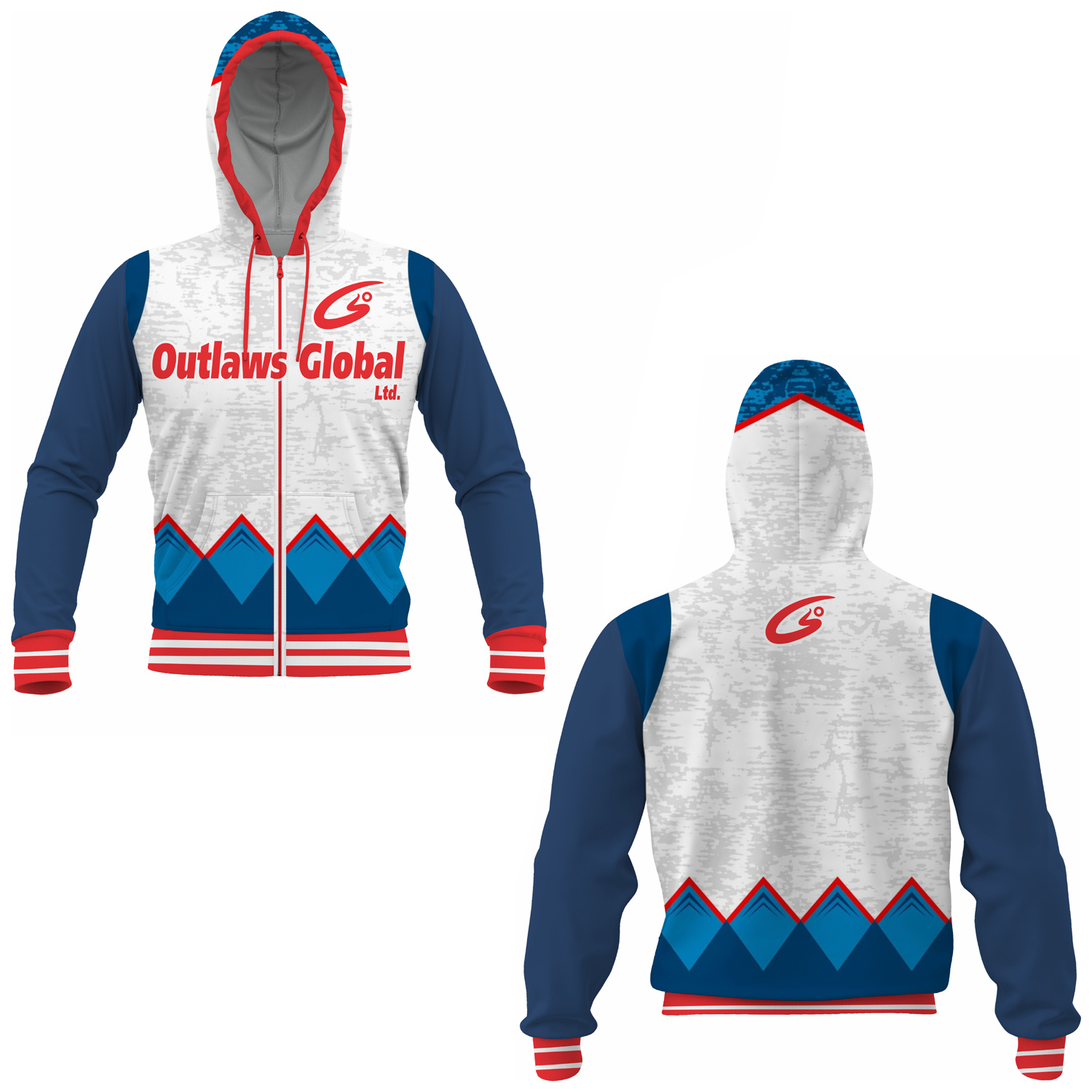 Football Full Zip Sublimated Hoodie Indianapolis 46204 Outlaws Global ltd – American Football Zipper Hoodies Supplier