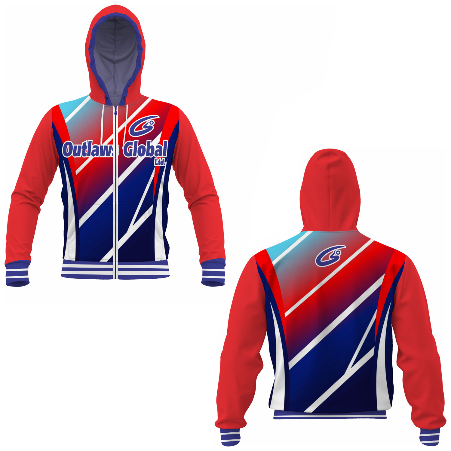 Youth Football Zip Hoodie Sublimated Outlaws Global ltd – American Football Zipper Hoodies Supplier