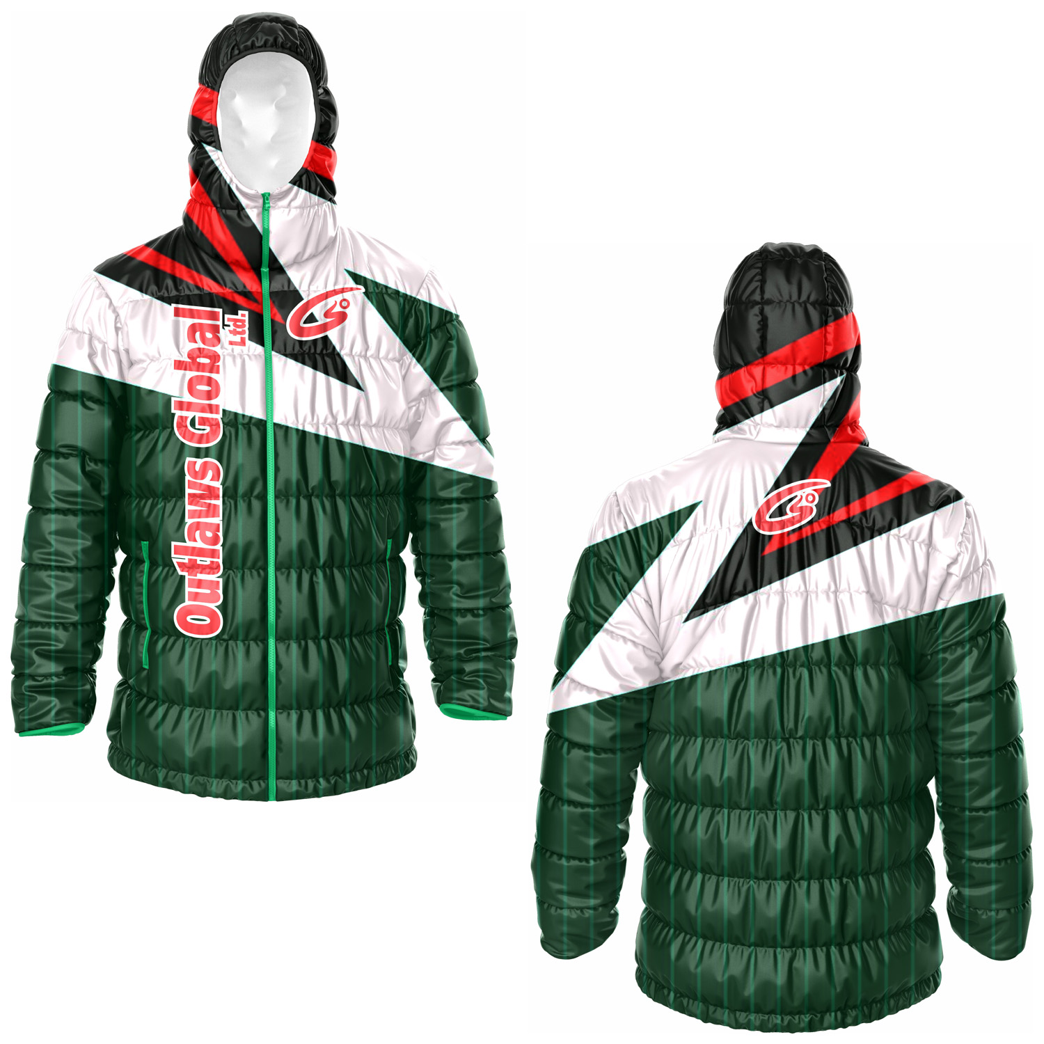 Football Puffer Jacket with Hood Green Bay 54301 Outlaws Global Ltd. – American Football Puffer Jacket Supplier