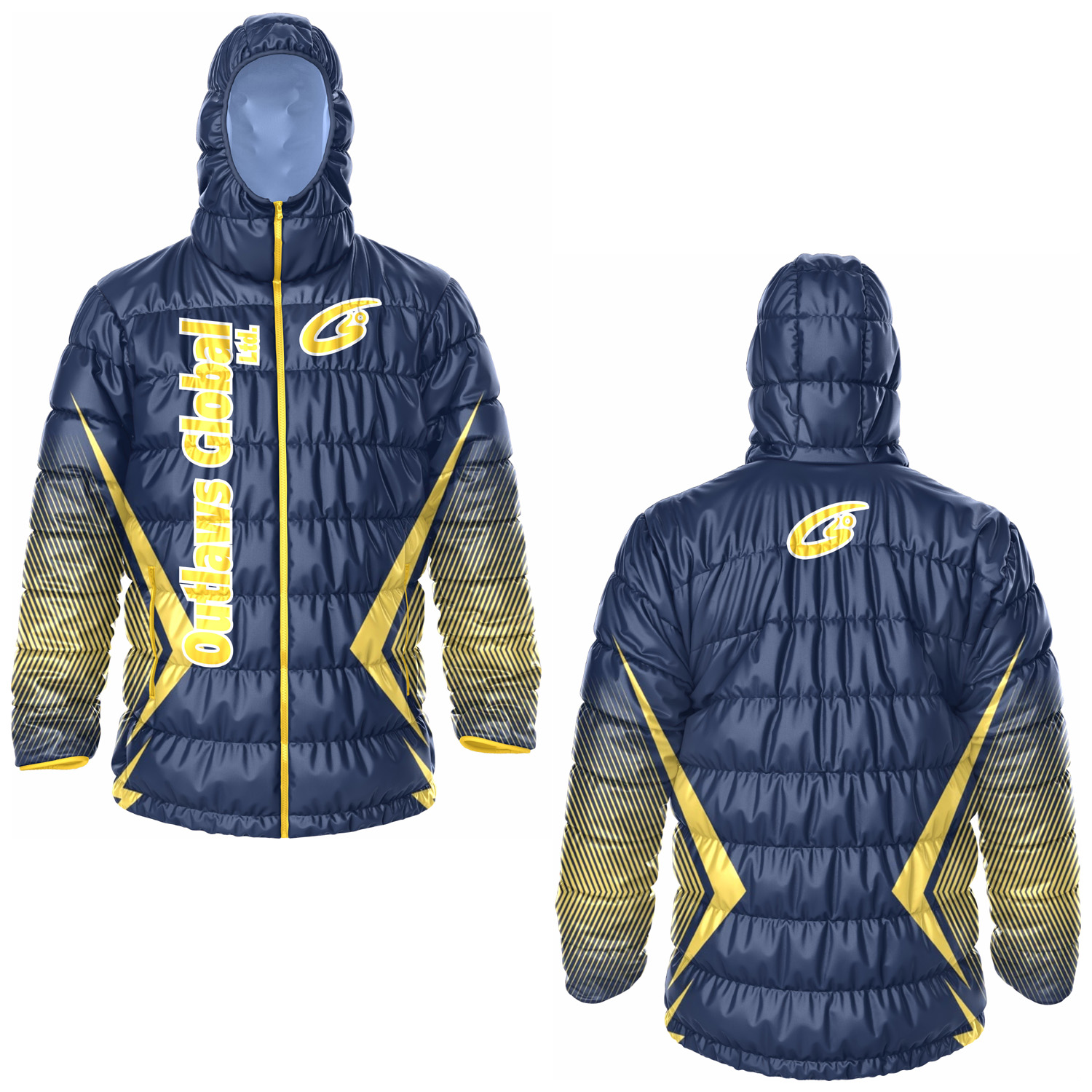 Football Puffer Jacket with Hood Houston 7700 Outlaws Global Ltd. – American Football Puffer Jacket Supplier