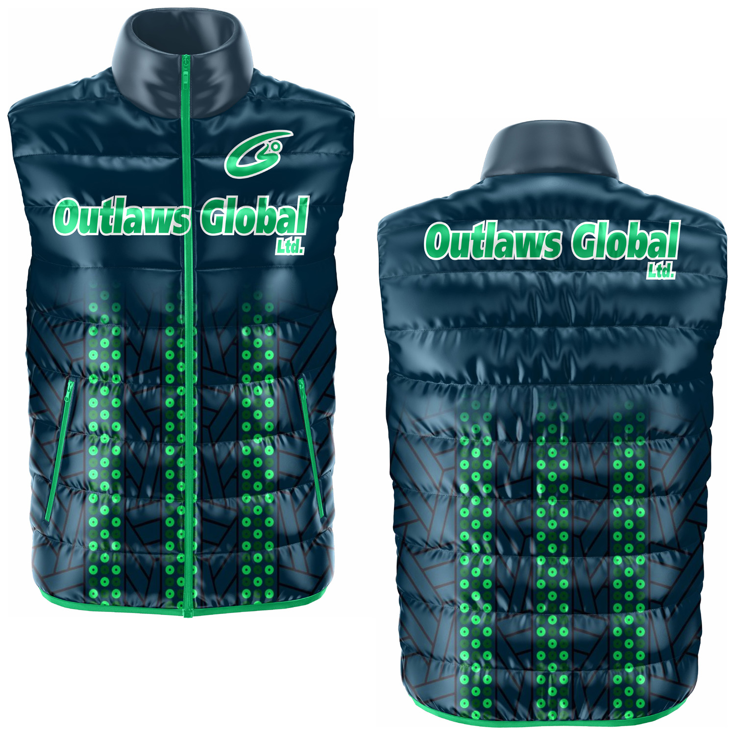 Custom Logo Embroidery Puffer Vest Outlaws Global ltd – American Football Puffer Vest Supplier