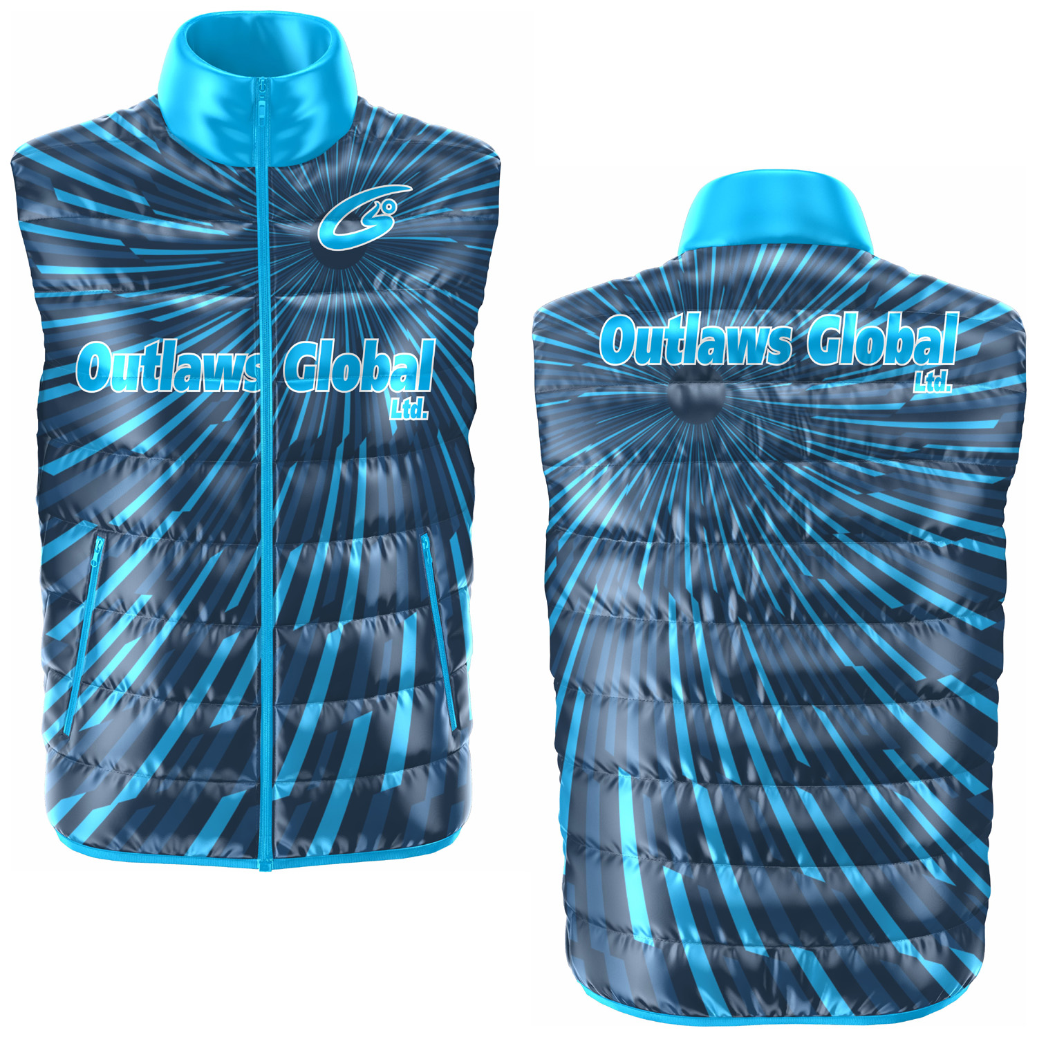 Direct print Puffer Vest Football Outlaws Global ltd – American Football Puffer Vest Supplier