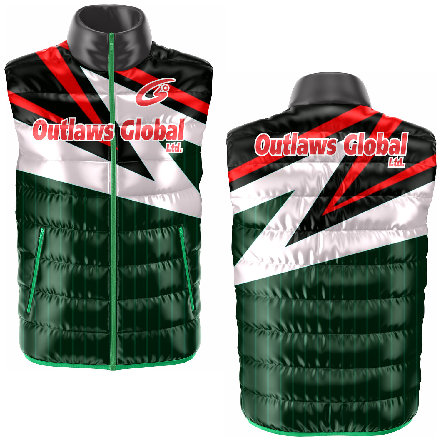 Sublimated Puffer Vest Football Outlaws Global ltd – American Football Puffer Vest Supplier
